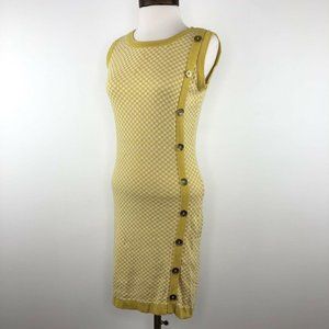 Anthropologie Tulle Marigold Yellow Ivory Checkerb